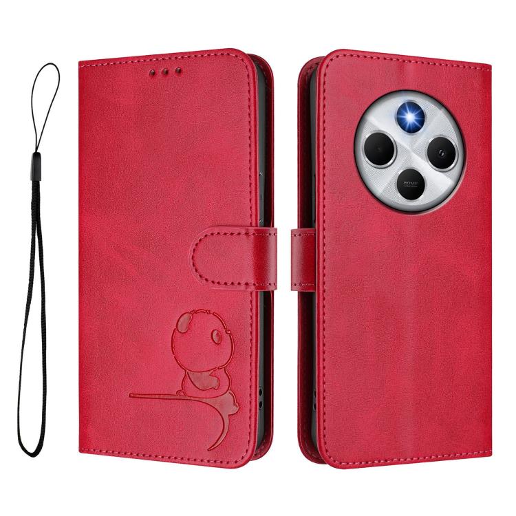 For Xiaomi Poco M7 5G / C75 4G Litter Panda Embossing RFID Leather Phone Case with Lanyard