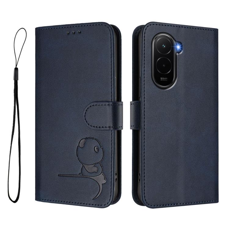 For Xiaomi Poco M7 4G 169mm Litter Panda Embossing RFID Leather Phone Case with Lanyard
