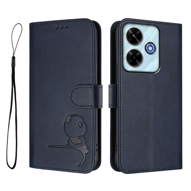 For Redmi 13x / 13 4G / Poco M6 4G Litter Panda Embossing RFID Leather Phone Case with Lanyard