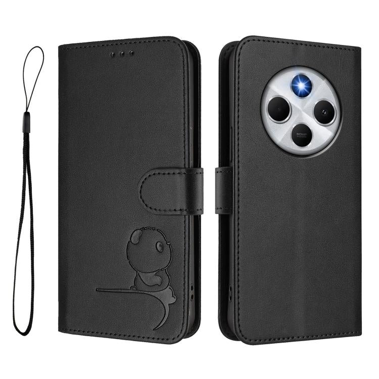 For Redmi 14C 4G / 14R 5G / A4 5G Litter Panda Embossing RFID Leather Phone Case with Lanyard