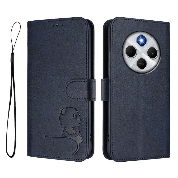 For Redmi 14C 4G / 14R 5G / A4 5G Litter Panda Embossing RFID Leather Phone Case with Lanyard