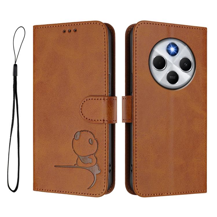 For Redmi 14C 4G / 14R 5G / A4 5G Litter Panda Embossing RFID Leather Phone Case with Lanyard