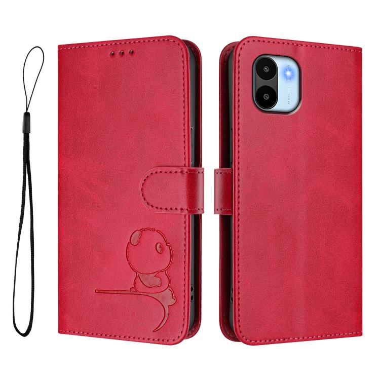 For Redmi A1 / A2 4G Litter Panda Embossing RFID Leather Phone Case with Lanyard