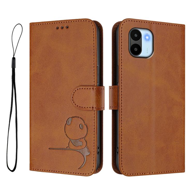 For Redmi A1 / A2 4G Litter Panda Embossing RFID Leather Phone Case with Lanyard