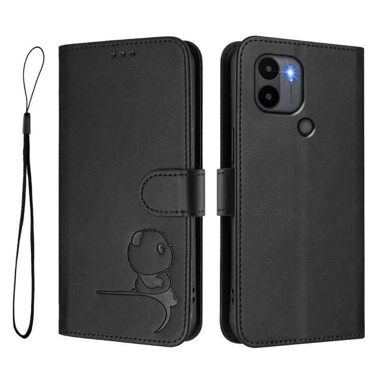 For Redmi A1+ / A2+ / Poco C50 / C51 Litter Panda Embossing RFID Leather Phone Case with Lanyard