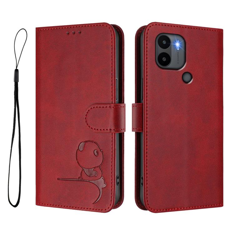 For Redmi A1+ / A2+ / Poco C50 / C51 Litter Panda Embossing RFID Leather Phone Case with Lanyard