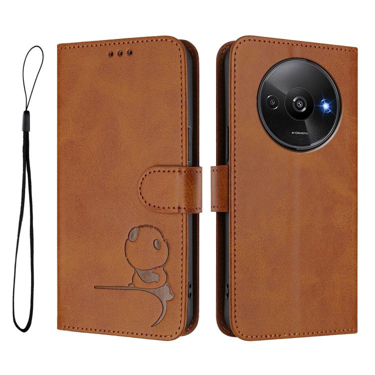 For Redmi A3 / A3x / Xiaomi Poco C61 Litter Panda Embossing RFID Leather Phone Case with Lanyard
