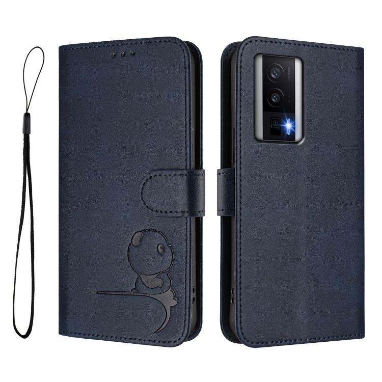 For Redmi K60 / K60 Pro / Poco F5 Pro Litter Panda Embossing RFID Leather Phone Case with Lanyard