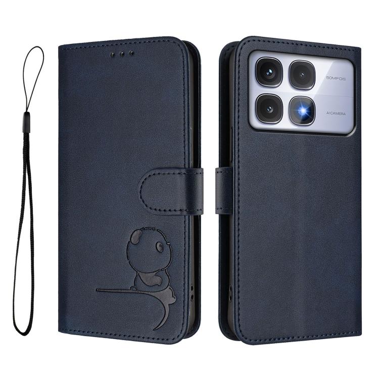 For Redmi K70 Ultra Litter Panda Embossing RFID Leather Phone Case with Lanyard