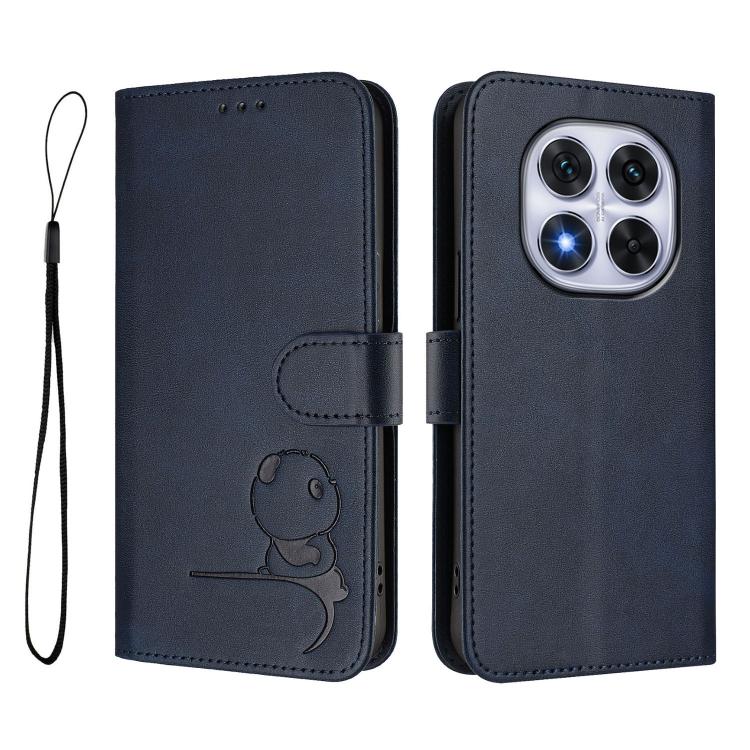 For Redmi Note 14 Pro 4G Litter Panda Embossing RFID Leather Phone Case with Lanyard