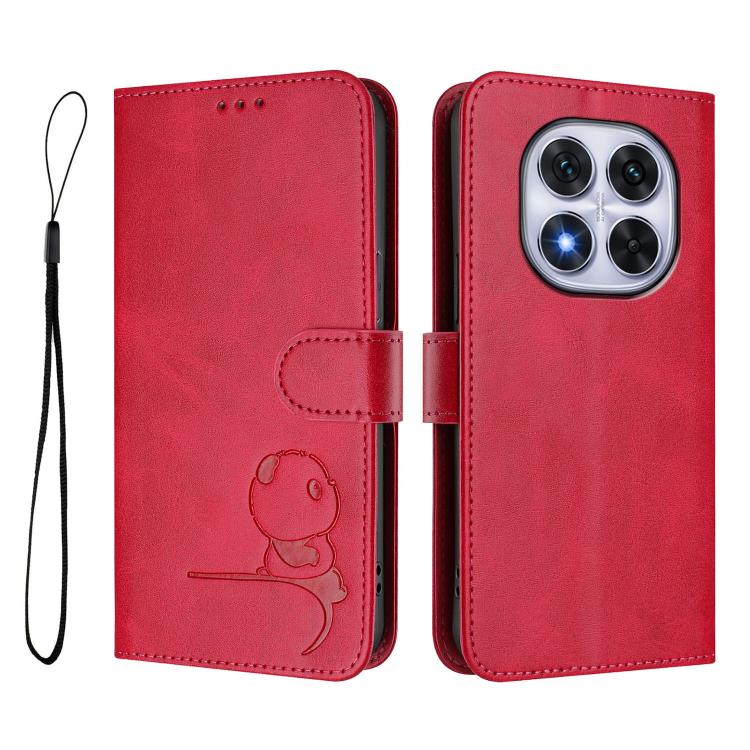 For Redmi Note 14 Pro 4G Litter Panda Embossing RFID Leather Phone Case with Lanyard