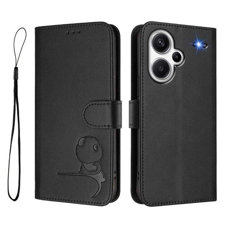 For Redmi Note 13 Pro+ 5G Litter Panda Embossing RFID Leather Phone Case with Lanyard