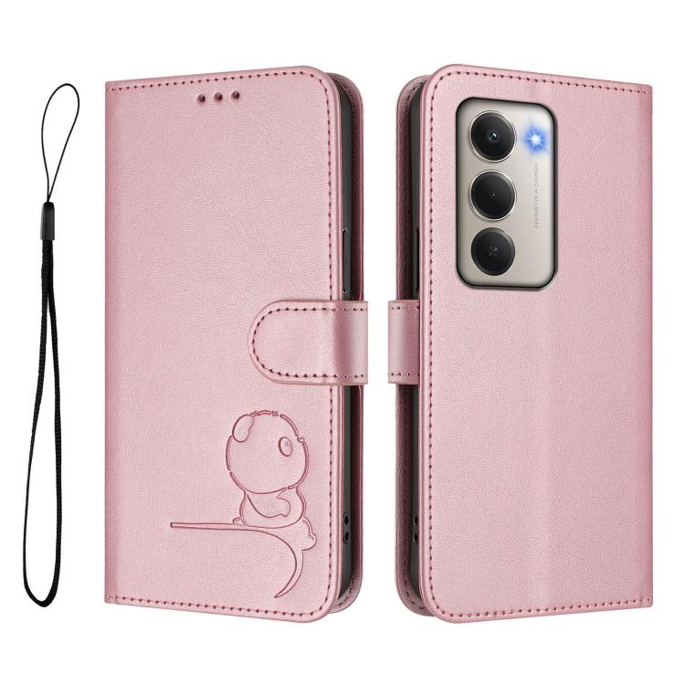 For Redmi 15 5G Global / 15 4G SEA 169mm Litter Panda Embossing RFID Leather Phone Case with Lanyard
