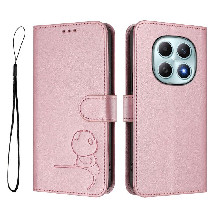 For Redmi Note 15 4G / 5G Global 164mm Litter Panda Embossing RFID Leather Phone Case with Lanyard