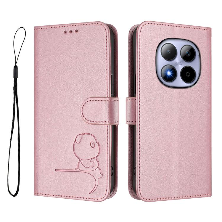 For Redmi Note 15 Pro 5G Global 163.6mm Litter Panda Embossing RFID Leather Phone Case with Lanyard