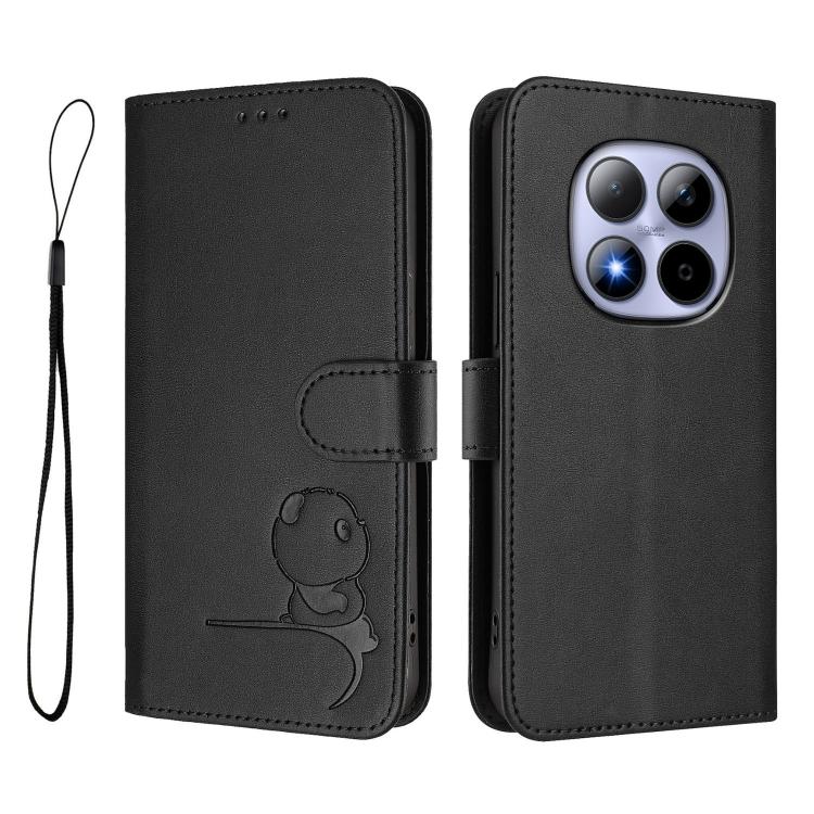 For Redmi Note 15 Pro 5G Global 163.6mm Litter Panda Embossing RFID Leather Phone Case with Lanyard