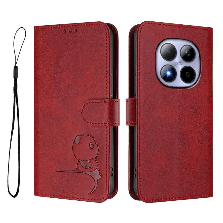 For Redmi Note 15 Pro 5G Global 163.6mm Litter Panda Embossing RFID Leather Phone Case with Lanyard