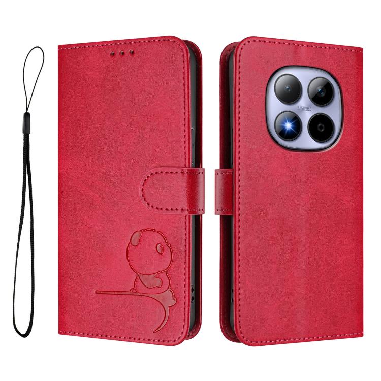 For Redmi Note 15 Pro 5G Global 163.6mm Litter Panda Embossing RFID Leather Phone Case with Lanyard