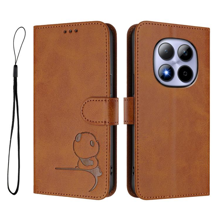 For Redmi Note 15 Pro 5G Global 163.6mm Litter Panda Embossing RFID Leather Phone Case with Lanyard