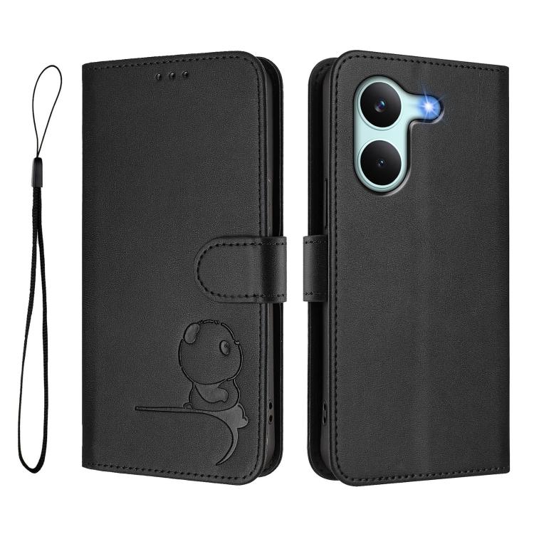 For Redmi Turbo 5 / Poco X8 Pro 5G Litter Panda Embossing RFID Leather Phone Case with Lanyard