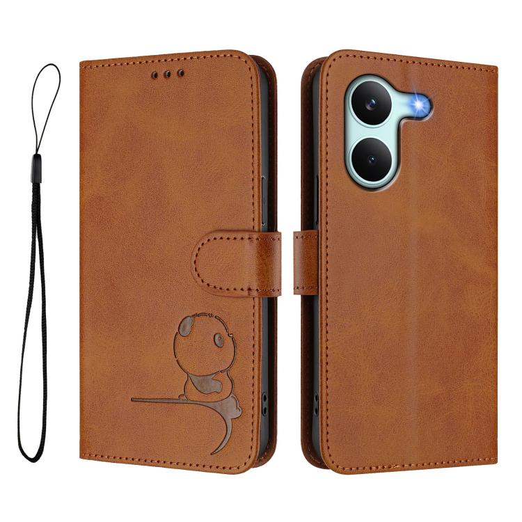 For Redmi Turbo 5 / Poco X8 Pro 5G Litter Panda Embossing RFID Leather Phone Case with Lanyard