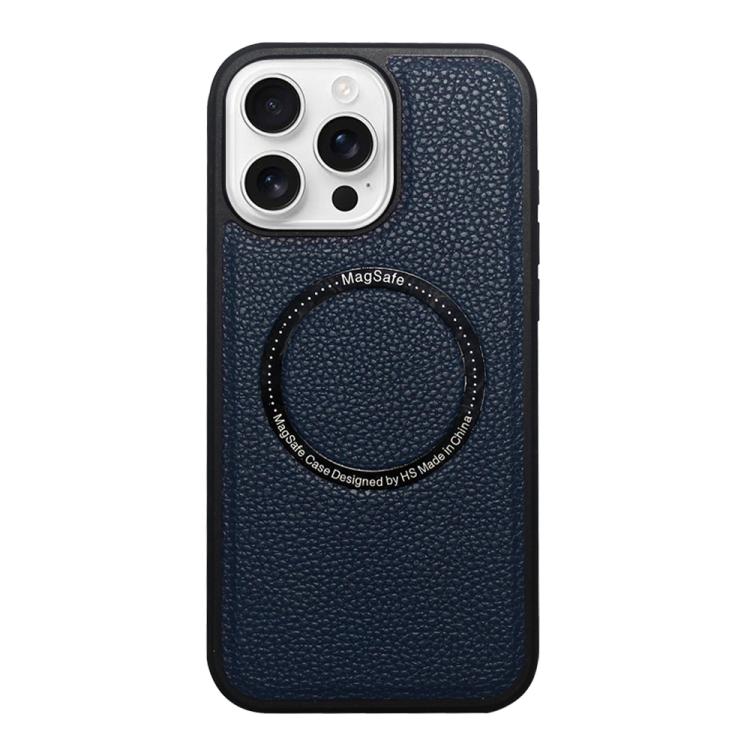 For iPhone 16 Pro Max Litchi Texture PU MagSafe Back Cover Phone Case