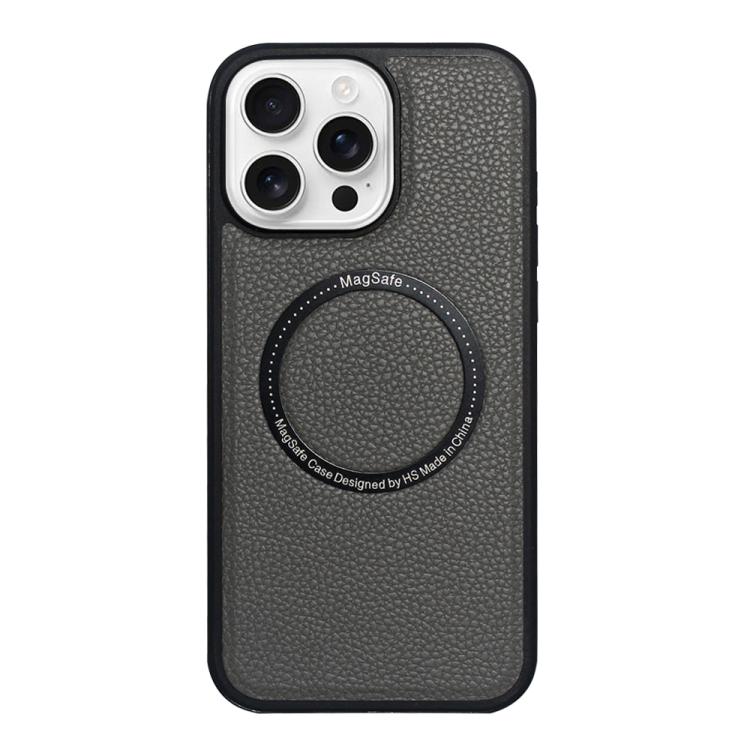 For iPhone 16 Pro Litchi Texture PU MagSafe Back Cover Phone Case