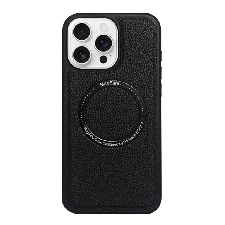 For iPhone 16 Pro Litchi Texture PU MagSafe Back Cover Phone Case