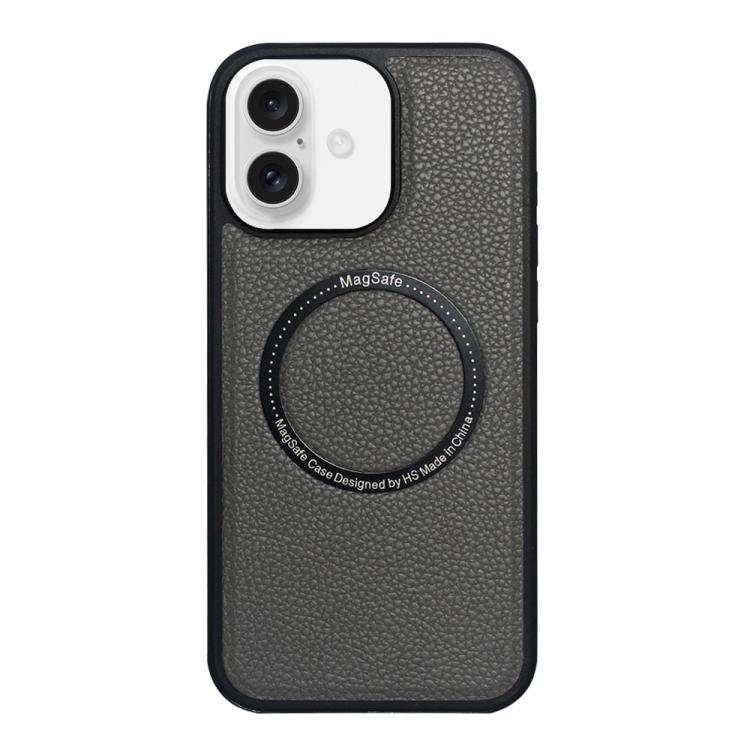 For iPhone 16 Litchi Texture PU MagSafe Back Cover Phone Case