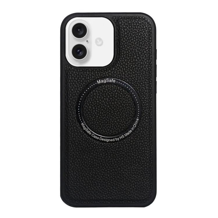 For iPhone 16 Litchi Texture PU MagSafe Back Cover Phone Case