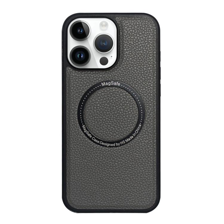 For iPhone 15 Pro Litchi Texture PU MagSafe Back Cover Phone Case