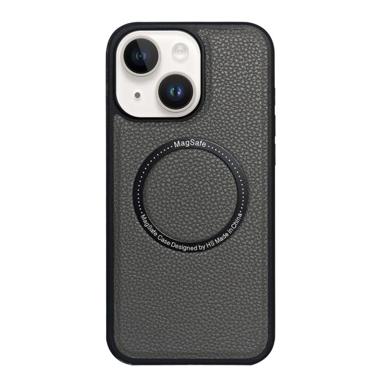 For iPhone 15 Litchi Texture PU MagSafe Back Cover Phone Case