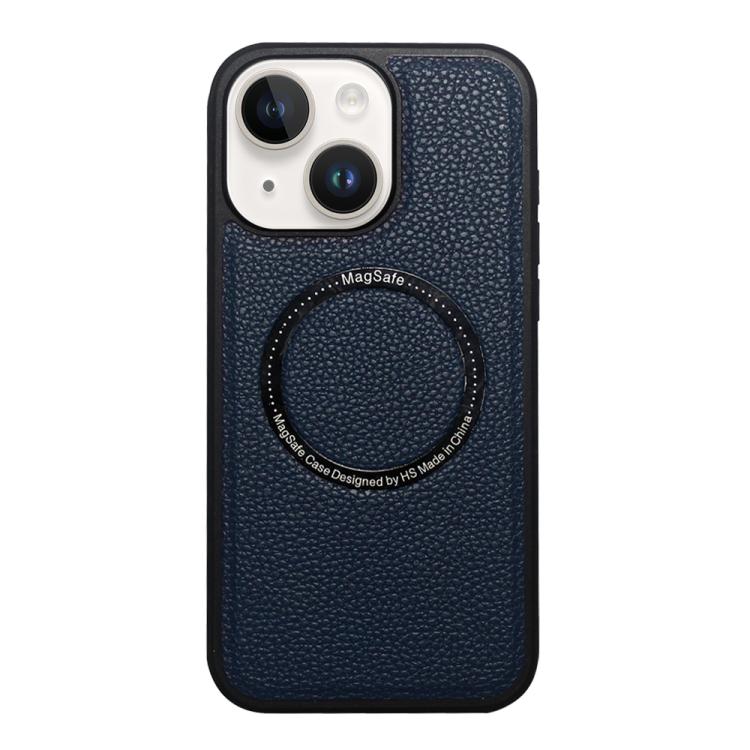 For iPhone 15 Litchi Texture PU MagSafe Back Cover Phone Case