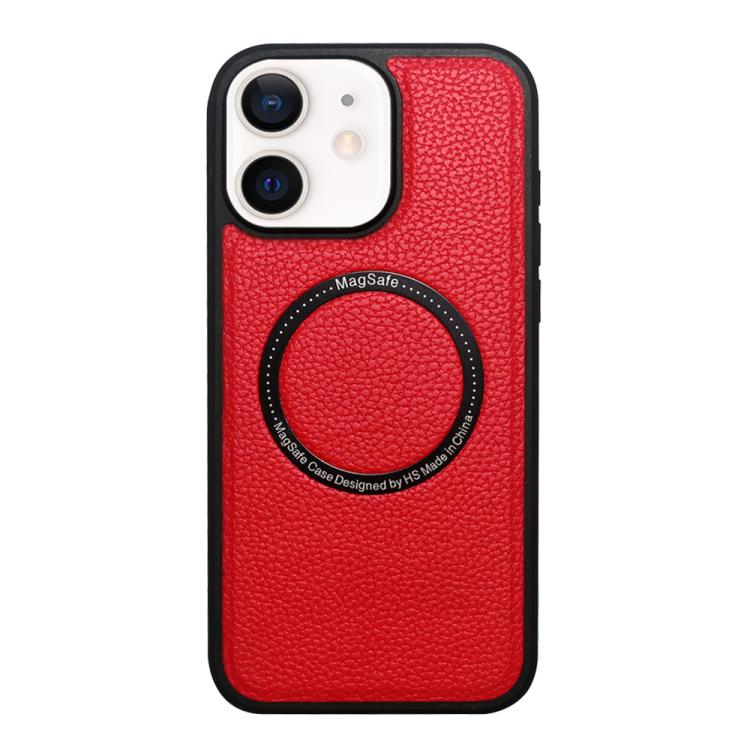 For iPhone 11 Litchi Texture PU MagSafe Back Cover Phone Case