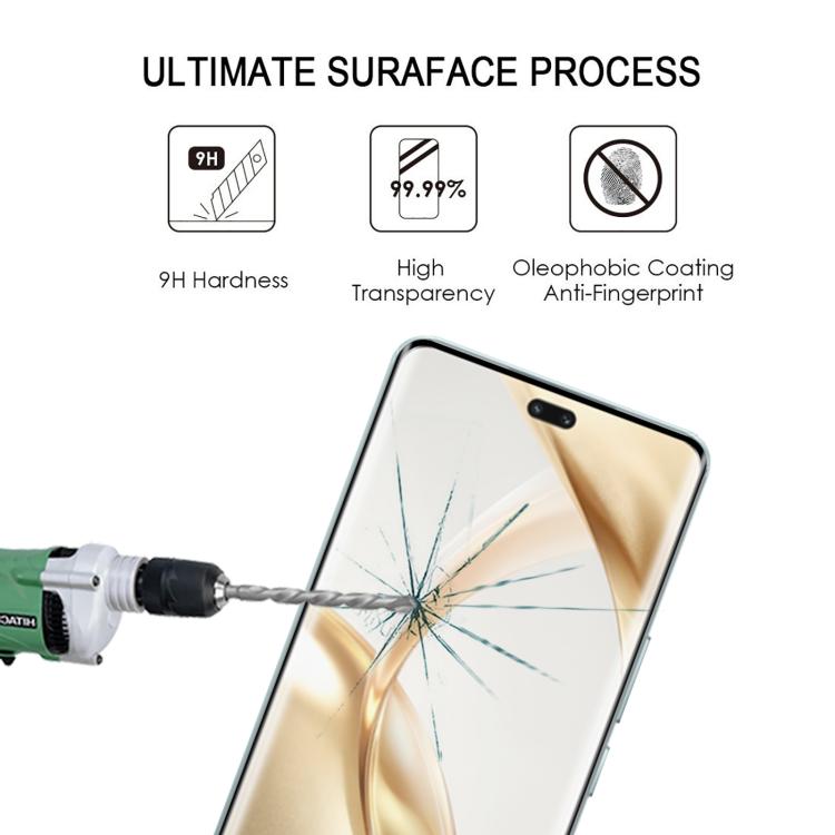 For Honor 200 Pro Full Glue 9H HD 3D Curved Edge Tempered Glass Film - Black