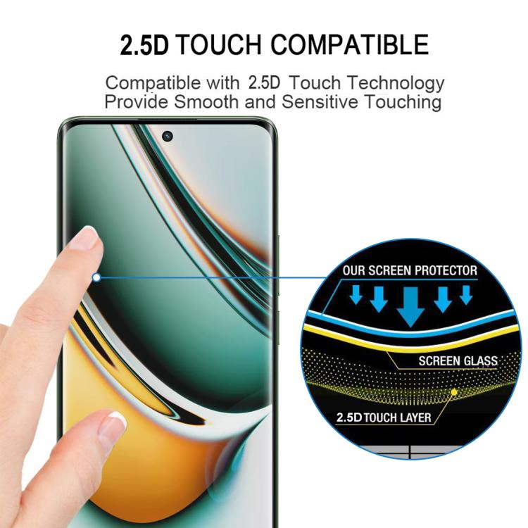 For Realme 11 Pro Full Glue 9H HD 3D Curved Edge Tempered Glass Film - Black