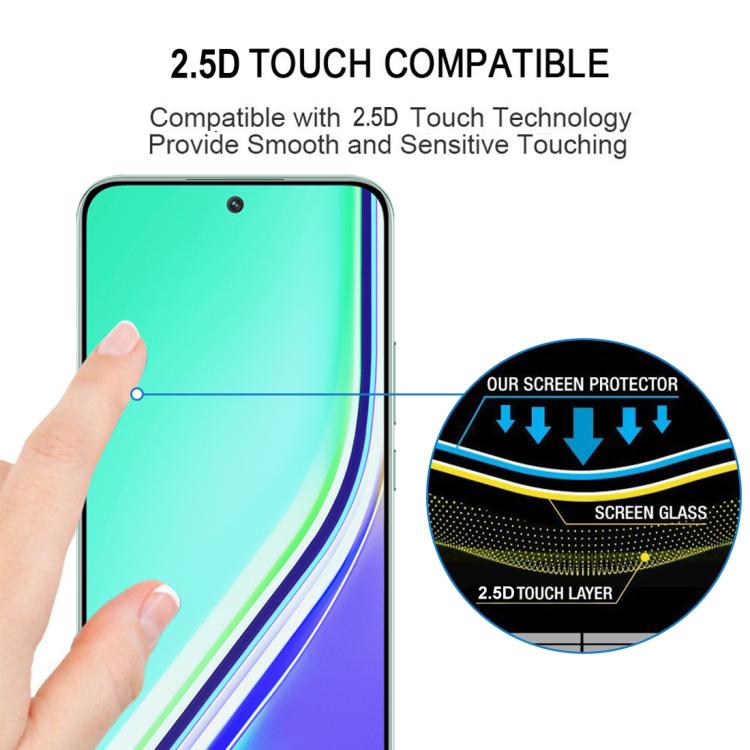 For Realme P3 Pro Full Glue 9H HD 3D Curved Edge Tempered Glass Film - Black