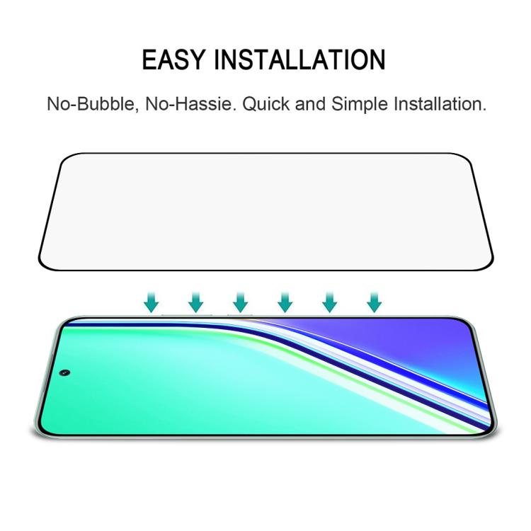 For Realme P3 Pro Full Glue 9H HD 3D Curved Edge Tempered Glass Film - Black