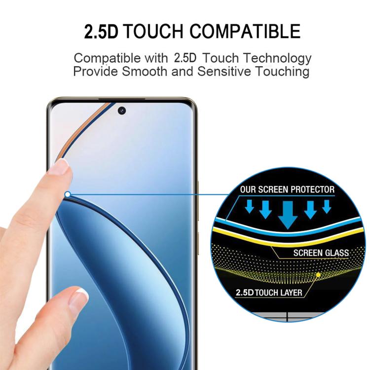 For Realme 12 Pro+ 5G / 12 Pro 5G 25pcs Full Glue 9H HD 3D Curved Edge Tempered Glass Film - Black