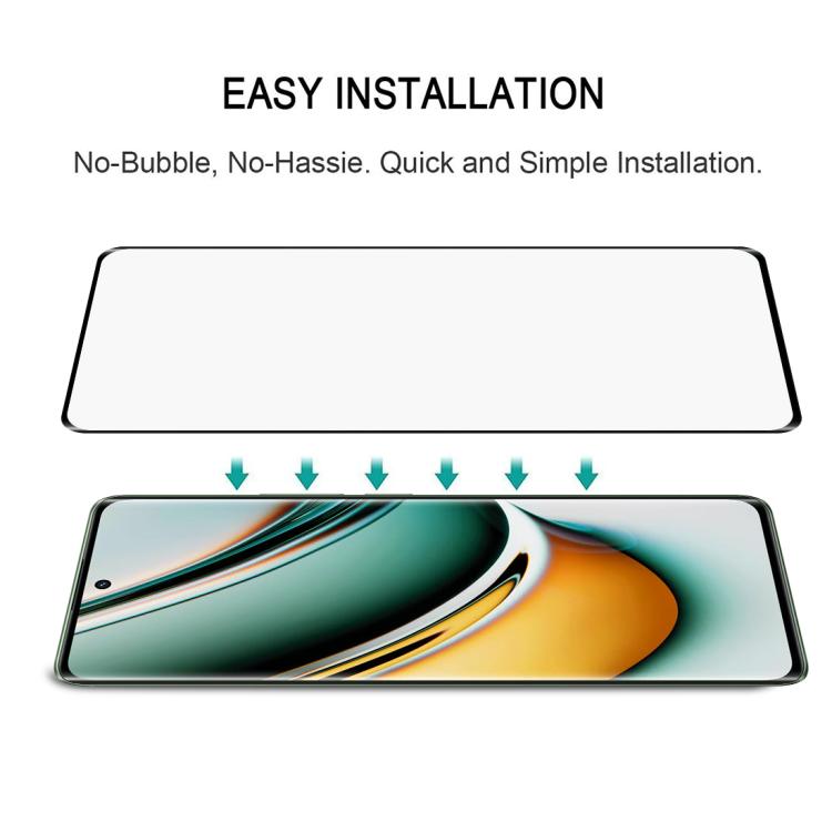 For Realme 11 Pro 25pcs Full Glue 9H HD 3D Curved Edge Tempered Glass Film - Black