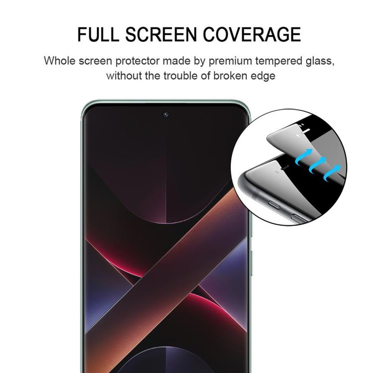 For Xiaomi Poco X7 Full Glue 9H HD 3D Curved Edge Tempered Glass Film - Black