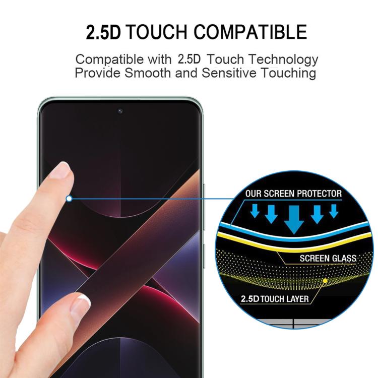 For Xiaomi Poco X7 Full Glue 9H HD 3D Curved Edge Tempered Glass Film - Black