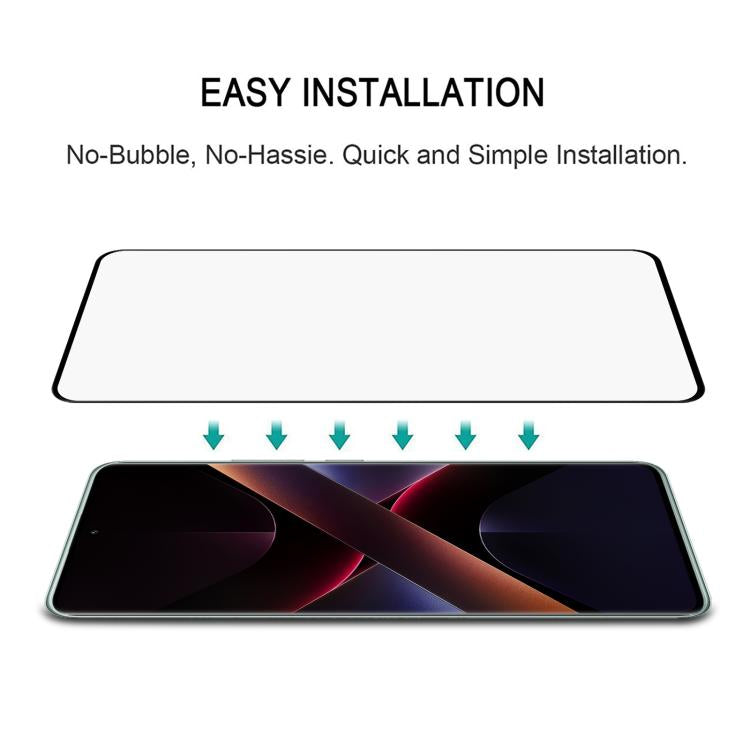 For Xiaomi Poco X7 Full Glue 9H HD 3D Curved Edge Tempered Glass Film - Black