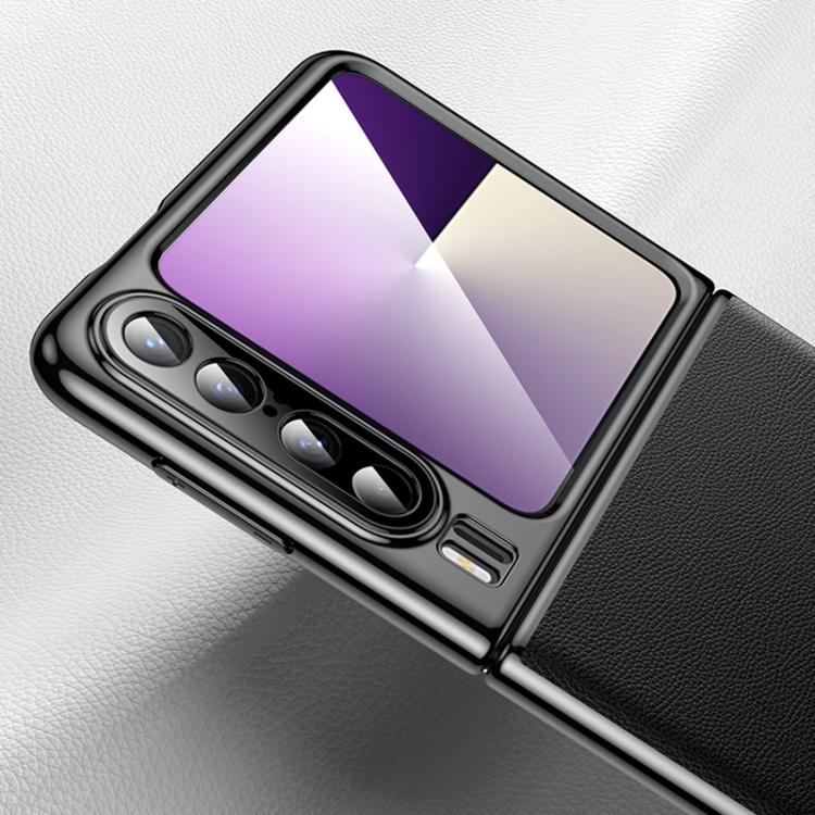 For Huawei Pura X Electroplating Plain Leather Series Shockproof Phone Case