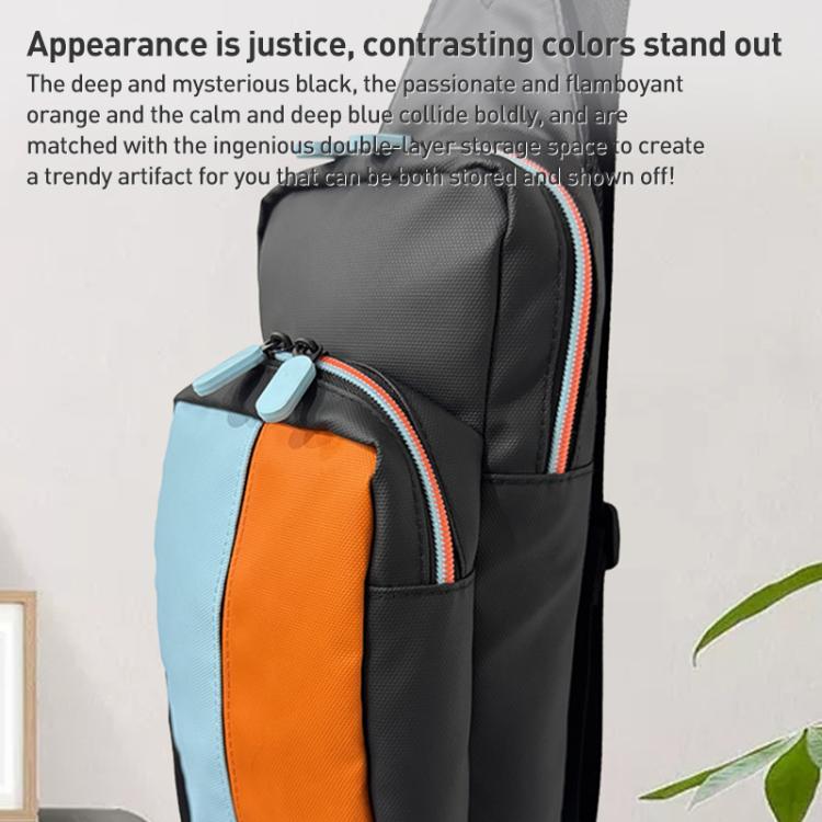 For Nintendo Switch 2 iPlay HBS-2844 Colorblock Crossbody Game Console Storage Bag - Orange Blue