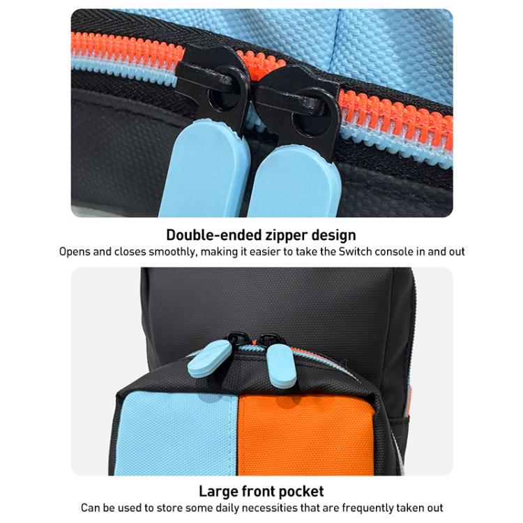 For Nintendo Switch 2 iPlay HBS-2844 Colorblock Crossbody Game Console Storage Bag - Orange Blue