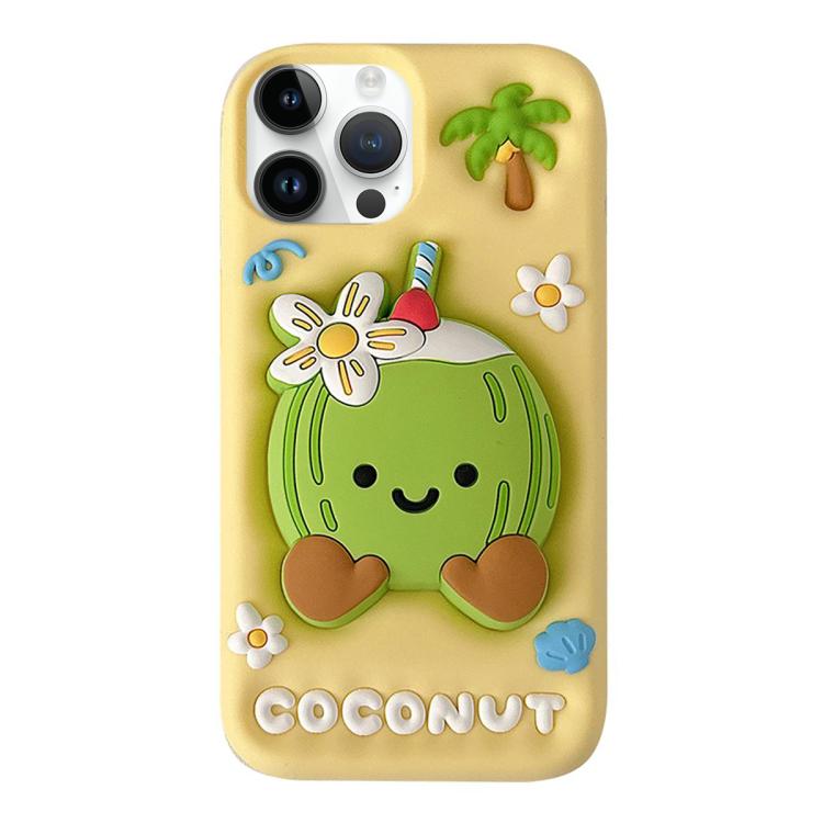 For iPhone 13 Pro Cartoon 3D Coconut Holder Silicone Phone Case
