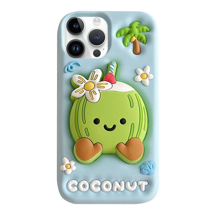 For iPhone 12 Pro Max Cartoon 3D Coconut Holder Silicone Phone Case