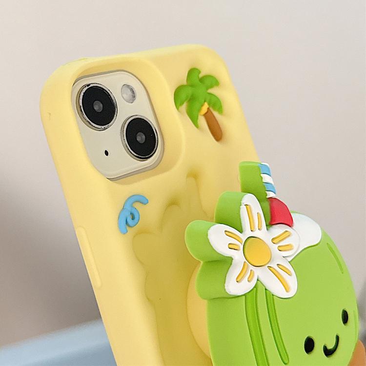 For iPhone 15 Pro Cartoon 3D Coconut Holder Silicone Phone Case