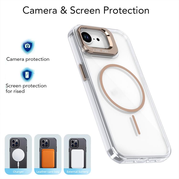 For iPhone 17e / 16e Bright Color Clear MagSafe Lens Frame Holder Phone Case